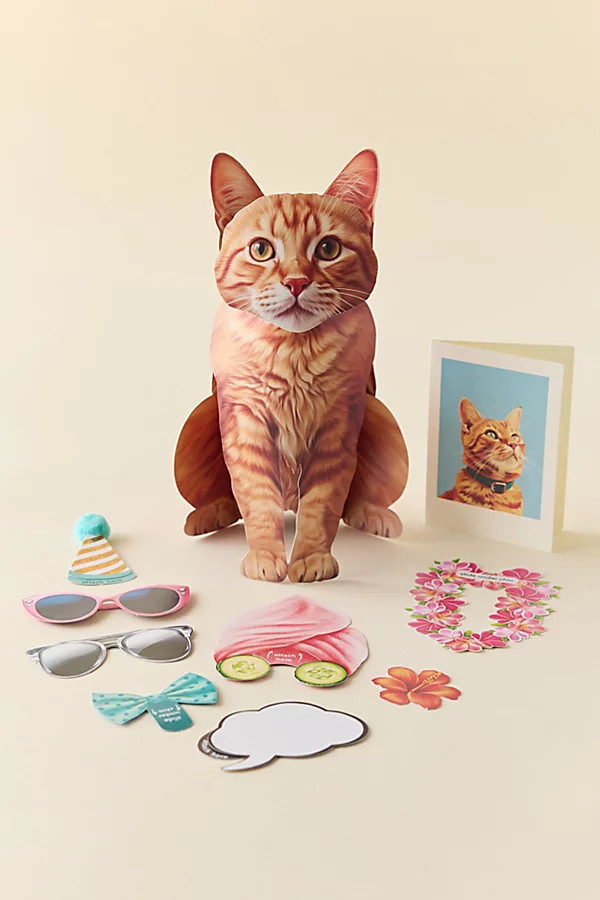 FreshCut Paper Orange Tabby Cat Pop-Up Greeting Card in Assorted at Urban Outfitters | Urban Outfitters (US and RoW)