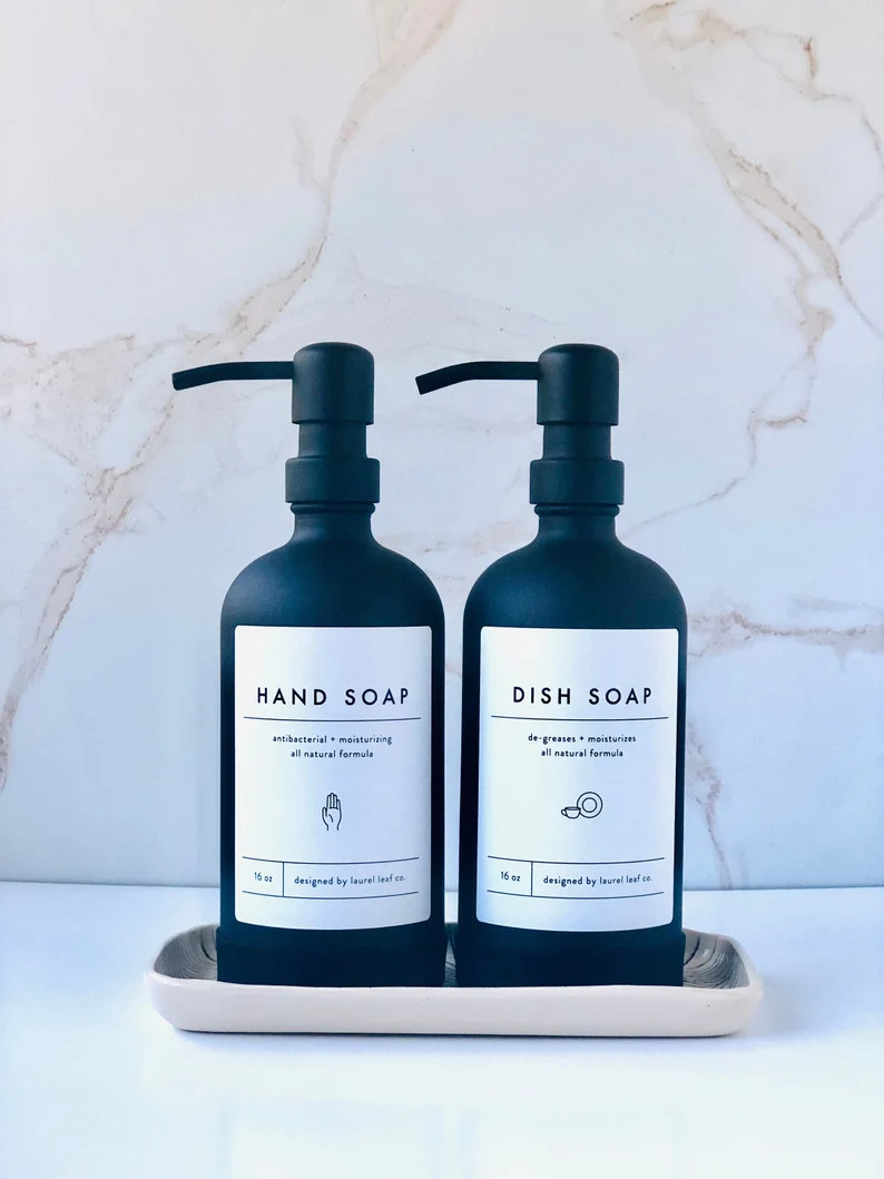 GLASS SOAP DISPENSER With Label & Silicone Sleeve White Soap - Etsy | Etsy (US)