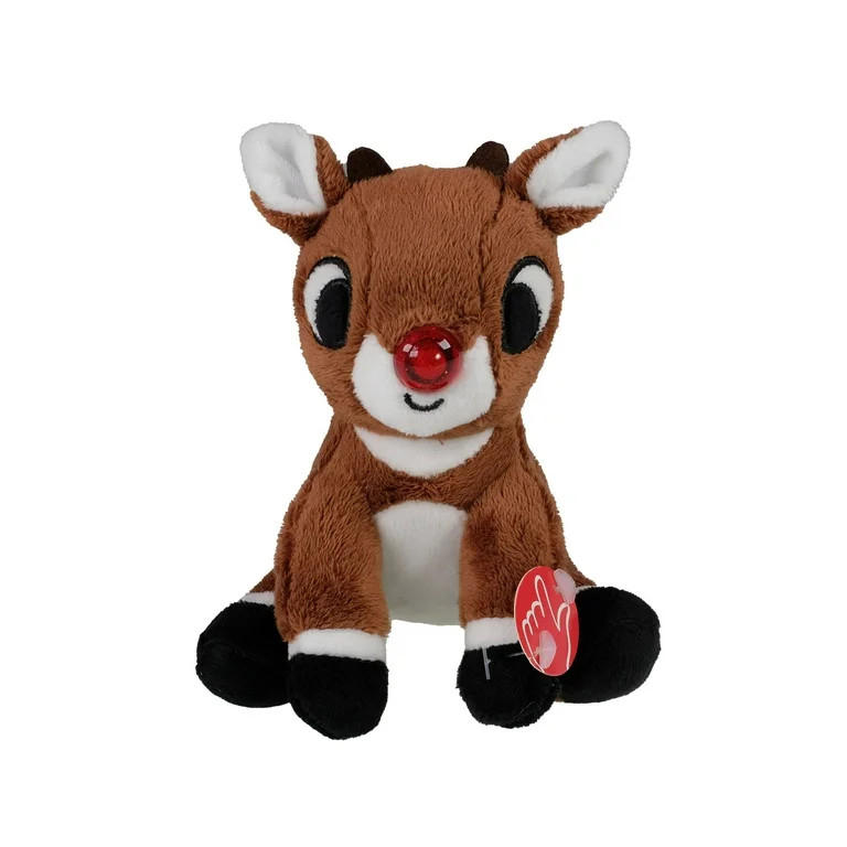 Rudolph the Rednosed Reindeer, 4.5 inch, Red Nose Lights Up, Brown, by Ruz | Walmart (US)