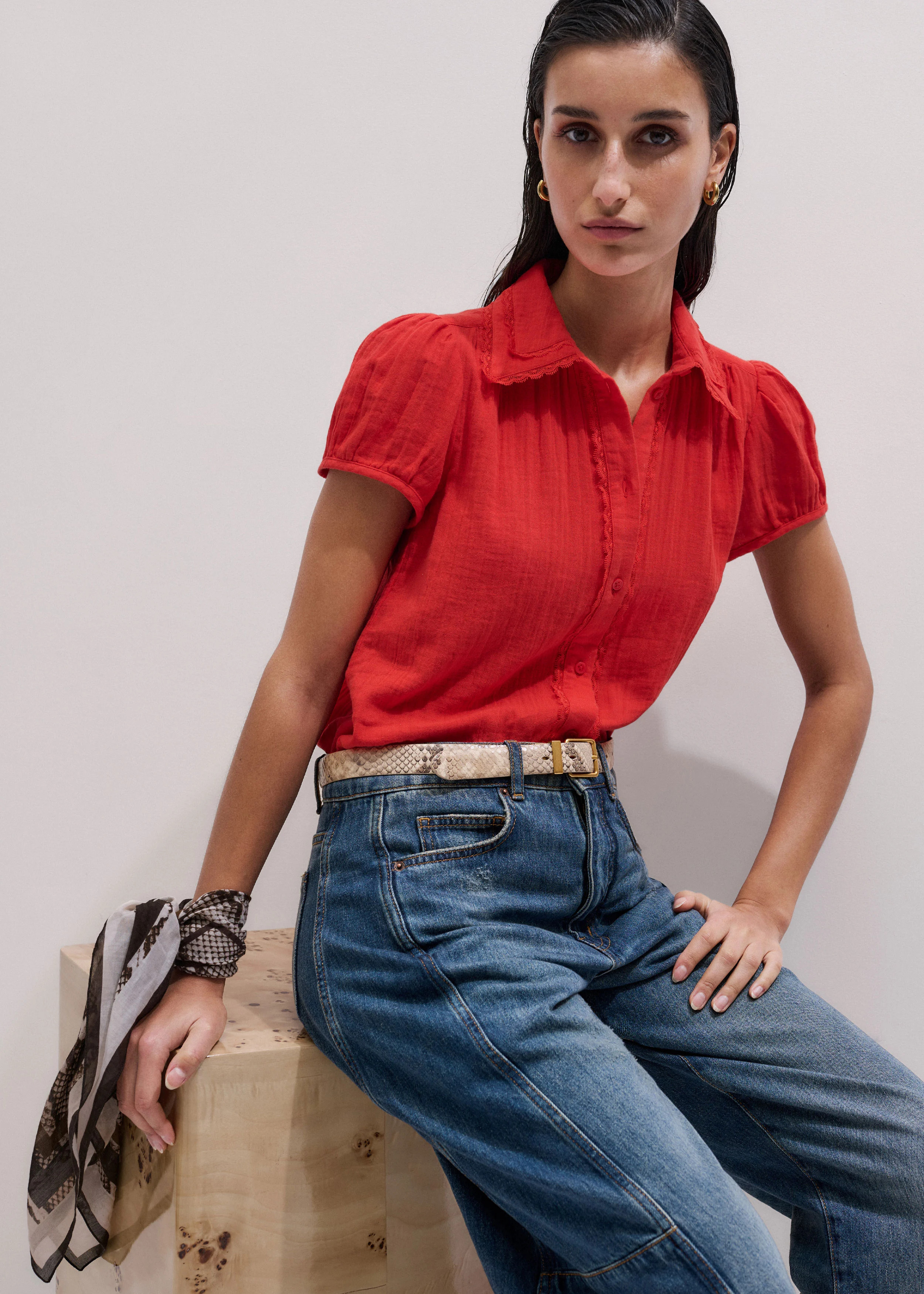 Summer Trim Blouse Cotton Cheesecloth | ME+EM US