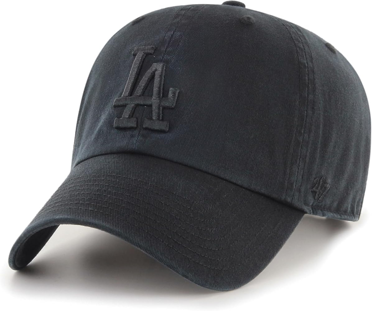 47 Brand Los Angeles LA Dodgers Clean Up Hat Cap Adjustable (All Black) | Amazon (US)