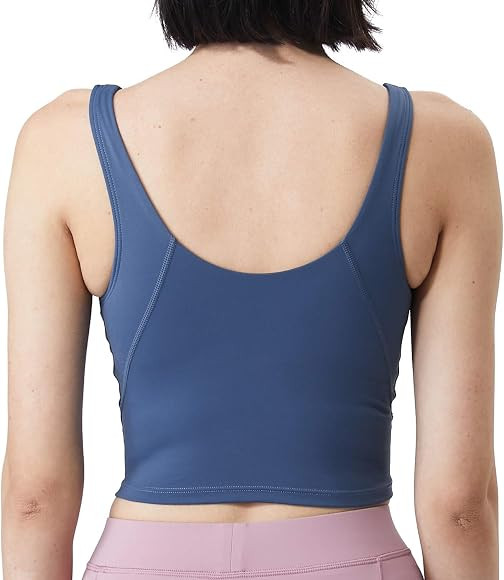 Lavento Women's Longline Sports Bra Yoga Crop Tank Top with Built in Bra | Amazon (US)