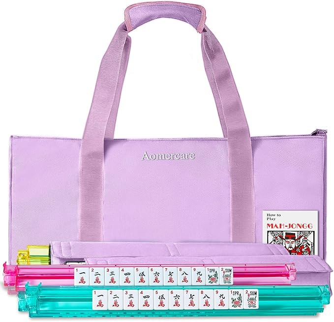 American Mahjong Tiles Set, 166 White Tiles, 4 Color Racks & Pushers, Complete Western Mahjong Se... | Amazon (US)