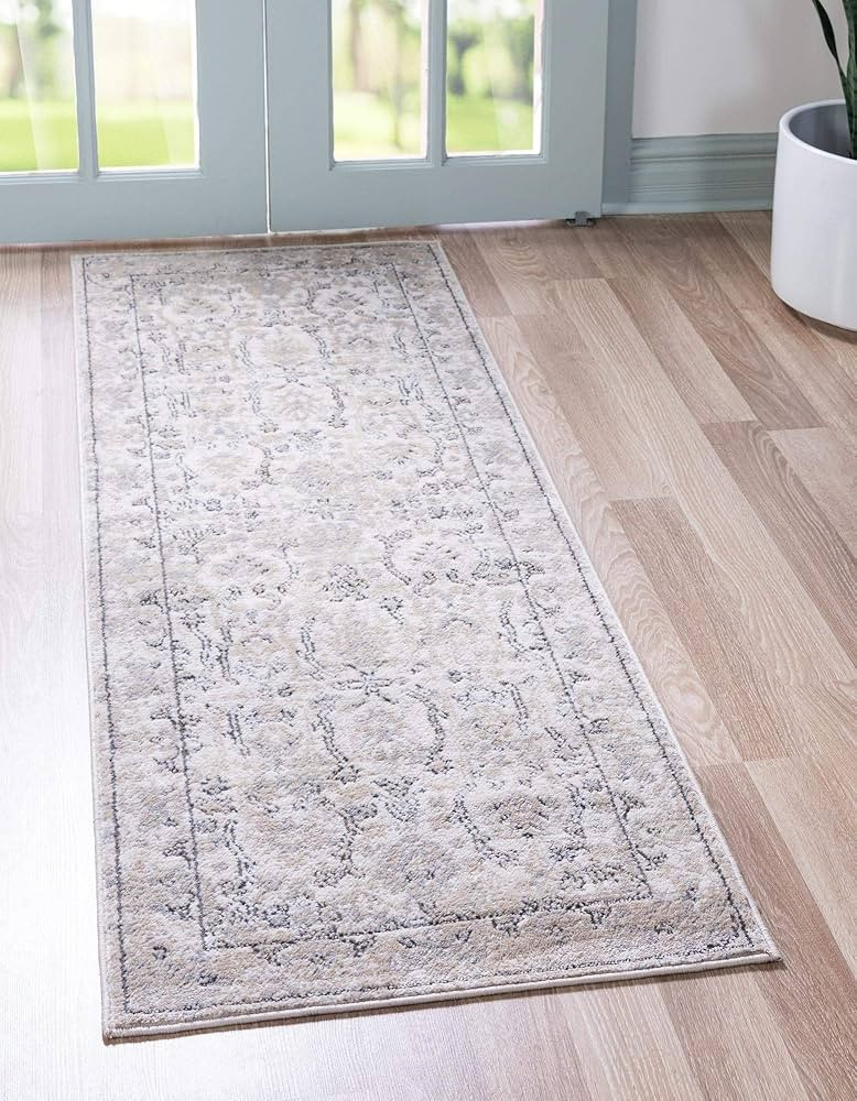 Rugs.com Oregon Collection Rug – 6 Ft Runner Ivory Low-Pile Rug Perfect for Hallways, Entryways | Amazon (US)