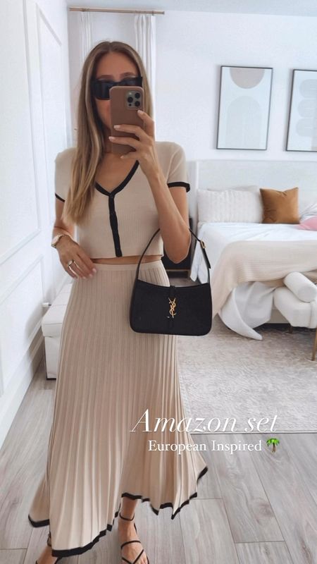 The perfect European summer set from Amazon 
Amazing quality! Runs tts , this is size small 
Pleated skirt , and cropped top 


#LTKTravel #LTKStyleTip #LTKOver40