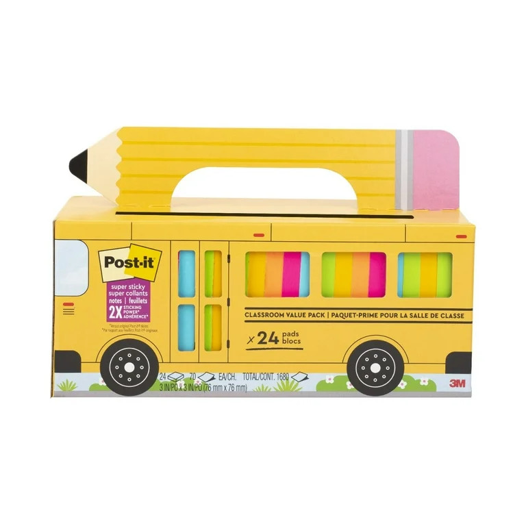 Post-it Super Sticky Notes, Bus Cabinet Pack, Assorted Bright Colors, 24 Pads | Walmart (US)