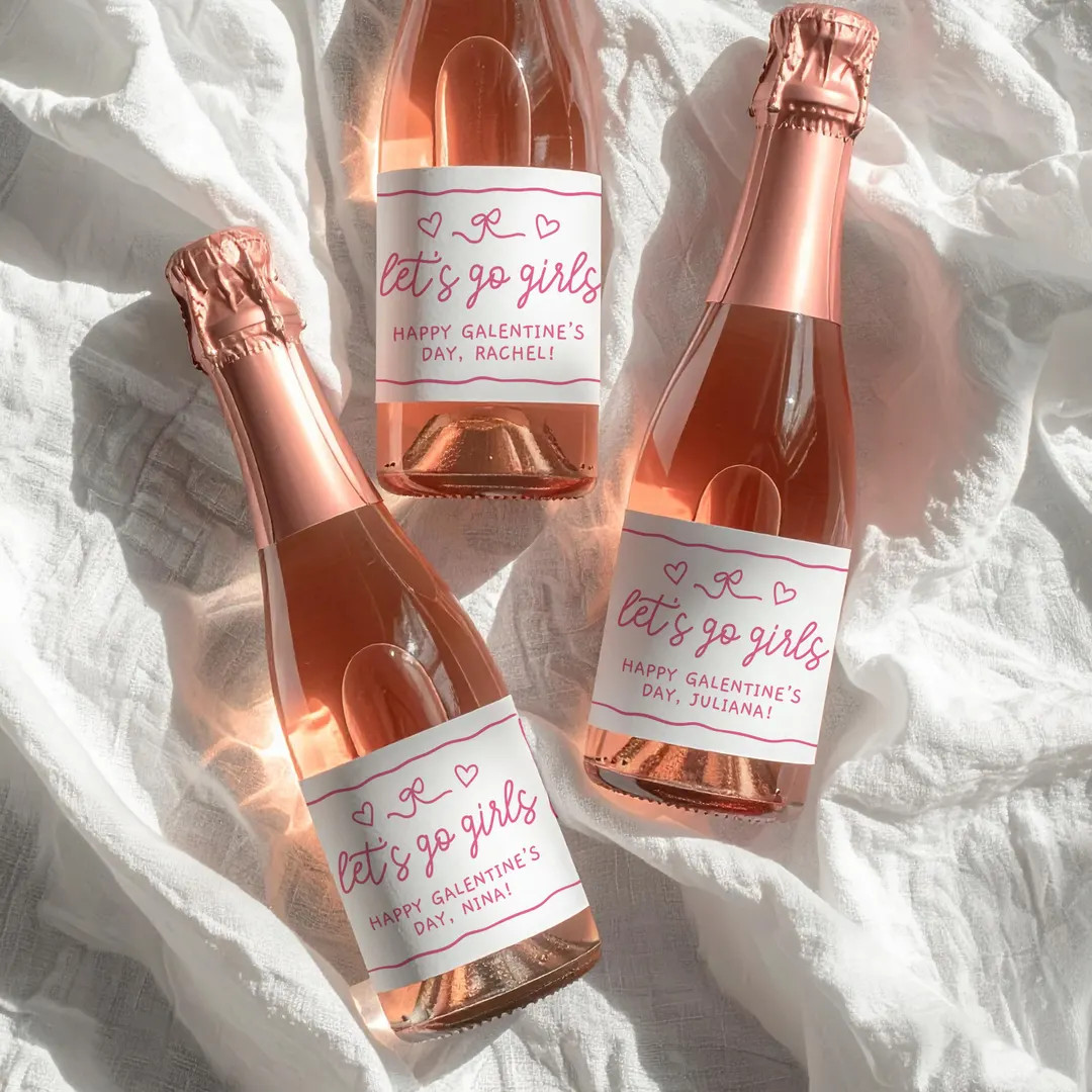 Personalized Set of Galentines Day Labels for Mini Champagne Bottles - Etsy | Etsy (US)