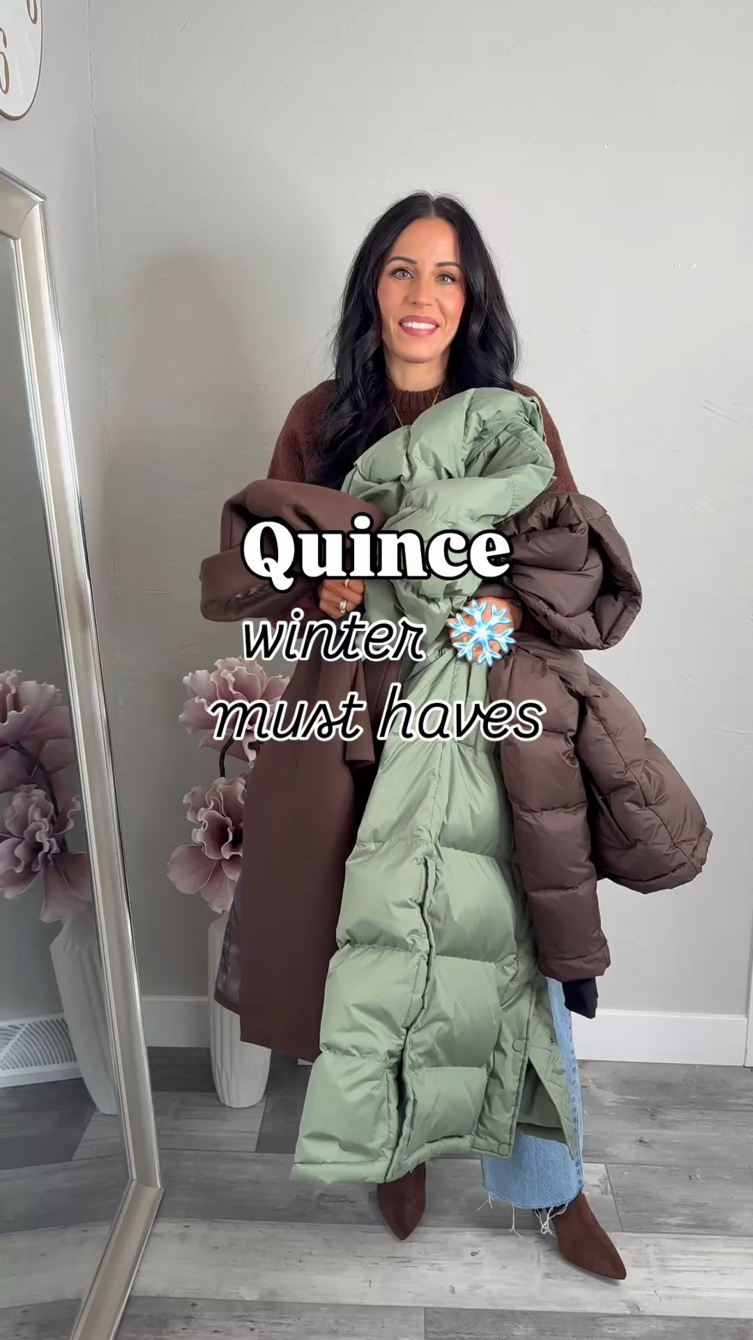 These Quince winter jackets are 10/10! The quality and details are all so good and they are sooo warm 🙌

New customers: Use my code INFG-25THEDAILYGLOWLIFE10 for 10% off your first purchase

Wearing size small in brown cropped puffer coat and size XS in green long puffer coat and brown wool jacket. 

Winter jackets, winter coats, cold weather essentials, puffer coat, wool jacket 

#LTKSeasonal #LTKPetite