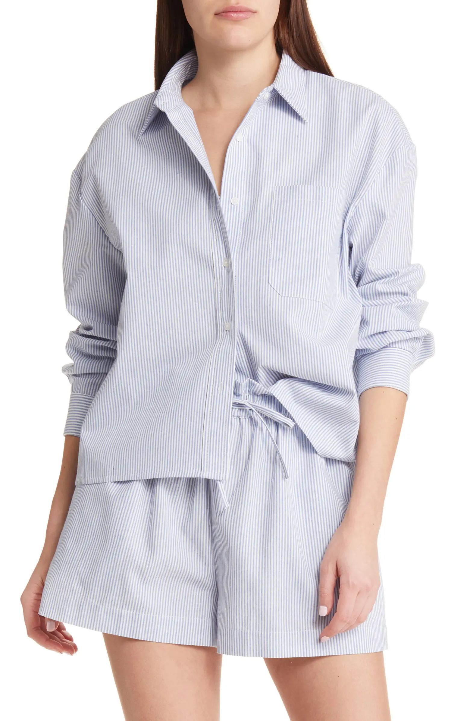 Celene Easy Set Stripe Cotton Button-Up Shirt | Nordstrom