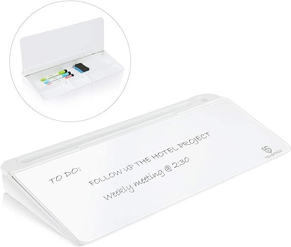 Small Glass Desktop Whiteboard Dry-Erase-Board - Computer Keyboard Stand White Board Surface Pad ... | Amazon (US)