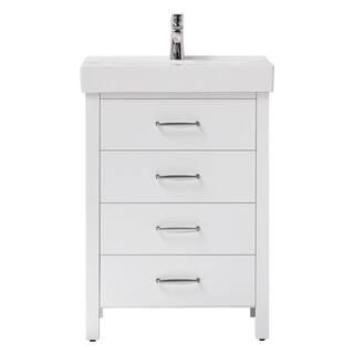 Home Decorators Collection Cedarton 24 in. W x 18 in. D Vanity in White with Ceramic Vanity Top i... | The Home Depot