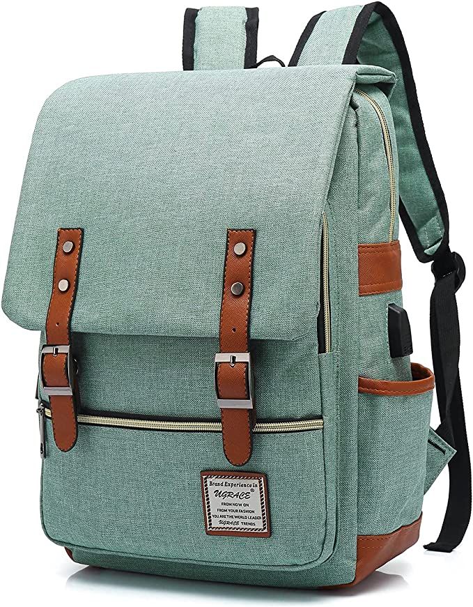 UGRACE Vintage Laptop Backpack with USB Charging Port, Elegant Water Resistant Travelling Backpac... | Amazon (US)