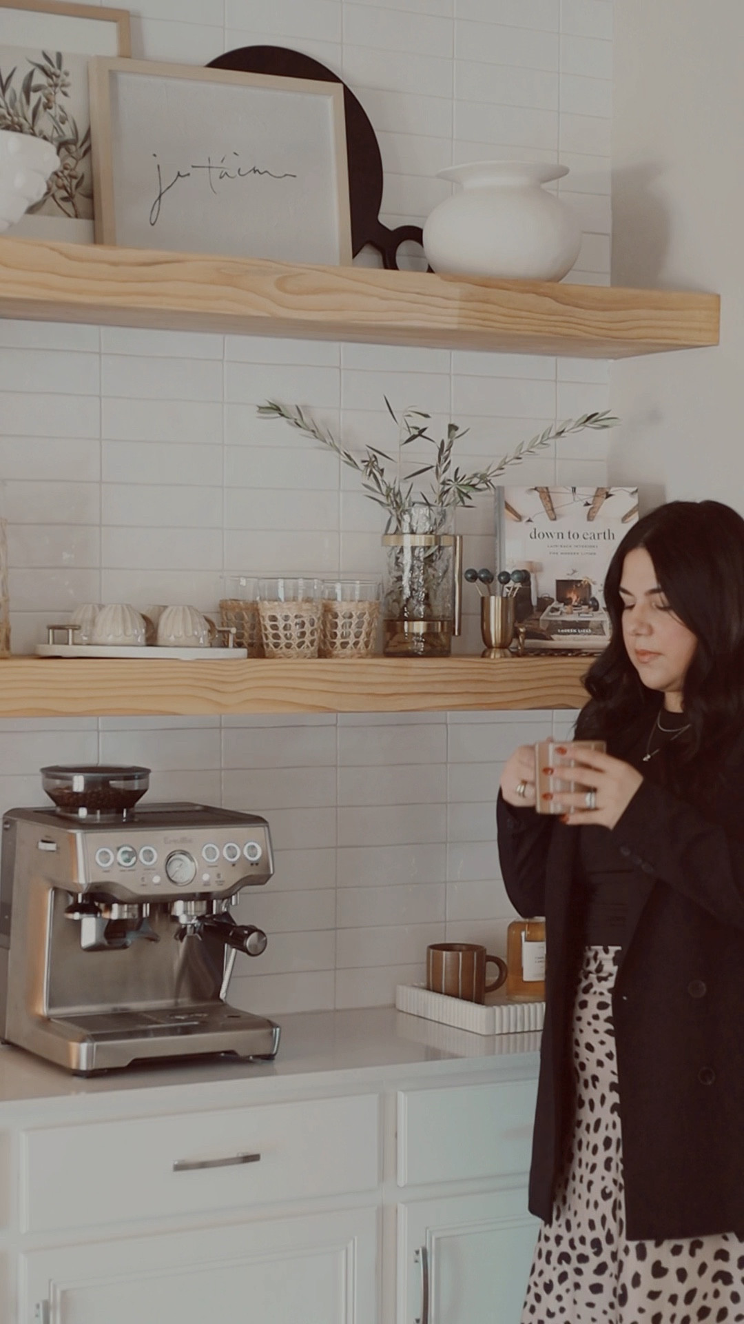 Coffee bar - coffee station - coffee bar decor - Espresso machine - espresso maker - white vase - art frame - organic modern decor - decorative book - espresso cups - coffee mug - Shelves - shelf decor - marble tray - marble decor - Olive Tree 

#LTKSeasonal #LTKHome #LTKSaleAlert