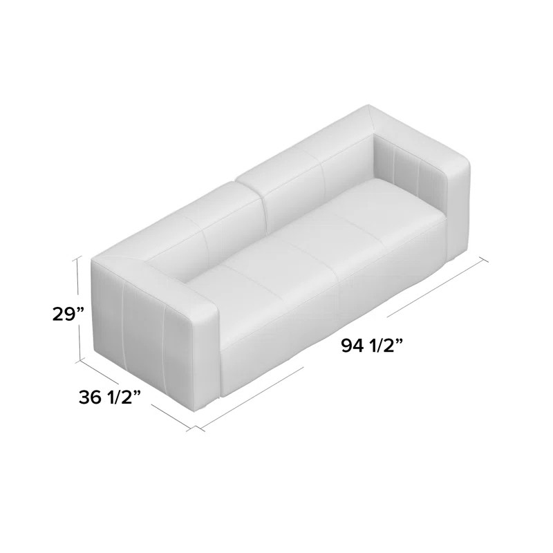 Kenisha 94.5" Genuine Top Grain Leather Square Arm Sofa | Wayfair North America