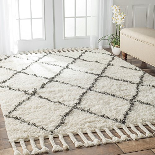nuLOOM Venice Collection 100-Percent Wool Area Rug, 5-Feet by 8-Feet, Moroccan, Natural | Amazon (US)
