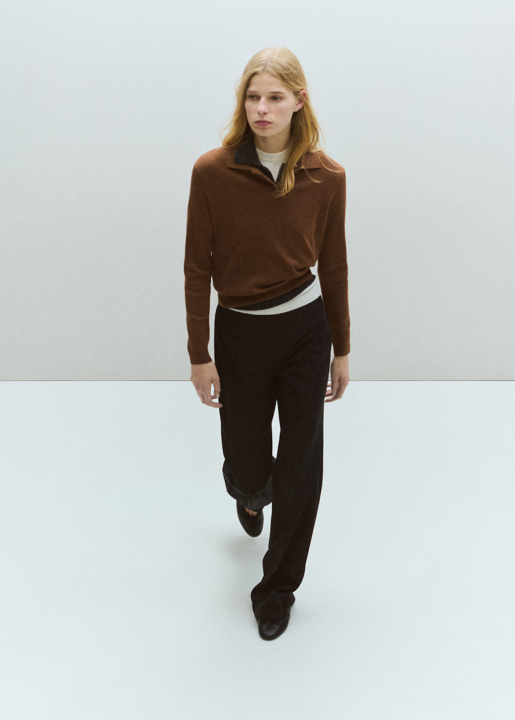 Polo collar wool sweater tobacco brown - Woman - XS - MANGO | Mango (US/MX/AU)