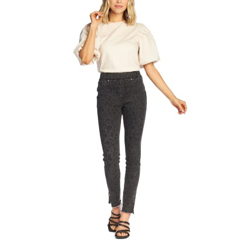 Mud Pie Jetta Zipper Womens Jeans, Medium, Black Leopard | Amazon (US)