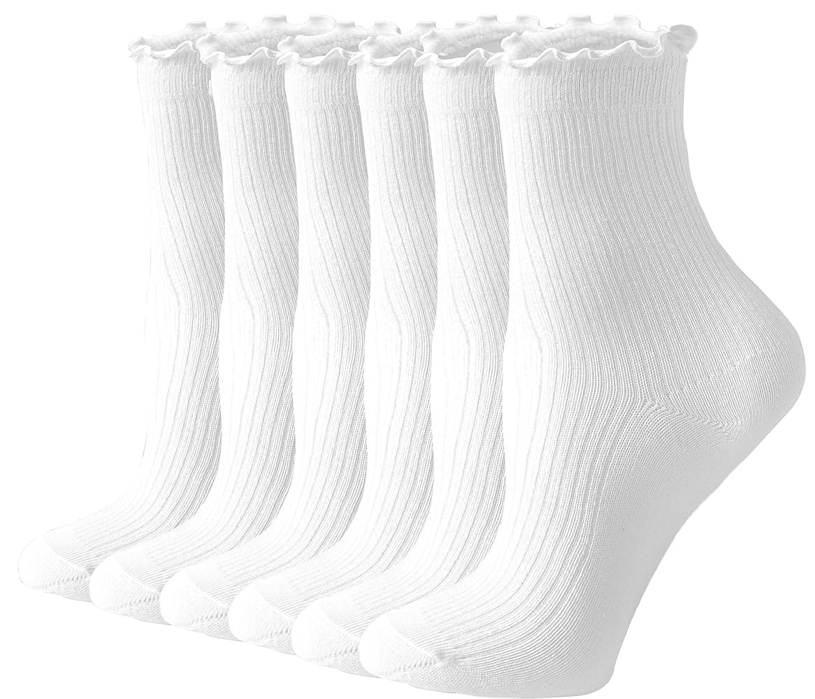 ACCFOD Womens Ruffle Socks Cute Frilly Ankle Socks Quarter Crew Socks for Women Girl | Amazon (US)