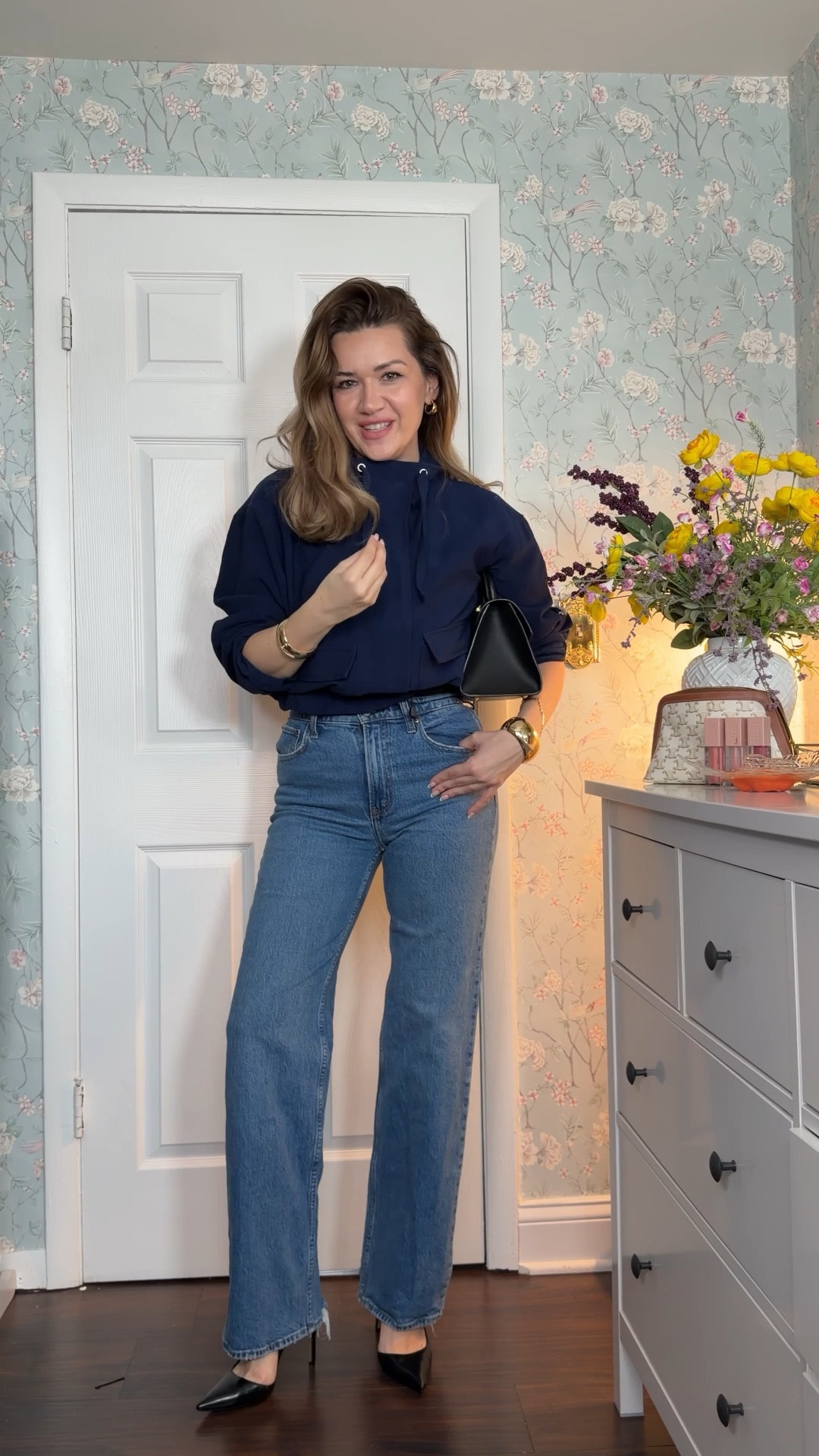 I’m 5’7, a size 6 and wear a 36 D - below are all the sizes I got in these looks 🤍

Jacket: wearing a Large as I wanted to tuck it up, and a more oversized look. 
Jeans: Size 28 color dark with distressed hem (they’re super old so this color isn’t available anymore but there are many!)
Undershirt: M, do *not* size down if you like breathing 🫠
Silky pants: M, regular 
Silk skirt: Medium - this is a lightweight gorgeous and machine washable silk 🫶🏻
Leggings: Medium, tall 

Look one: 

#LTKgrwm #LTKSeasonal #LTKMidsize