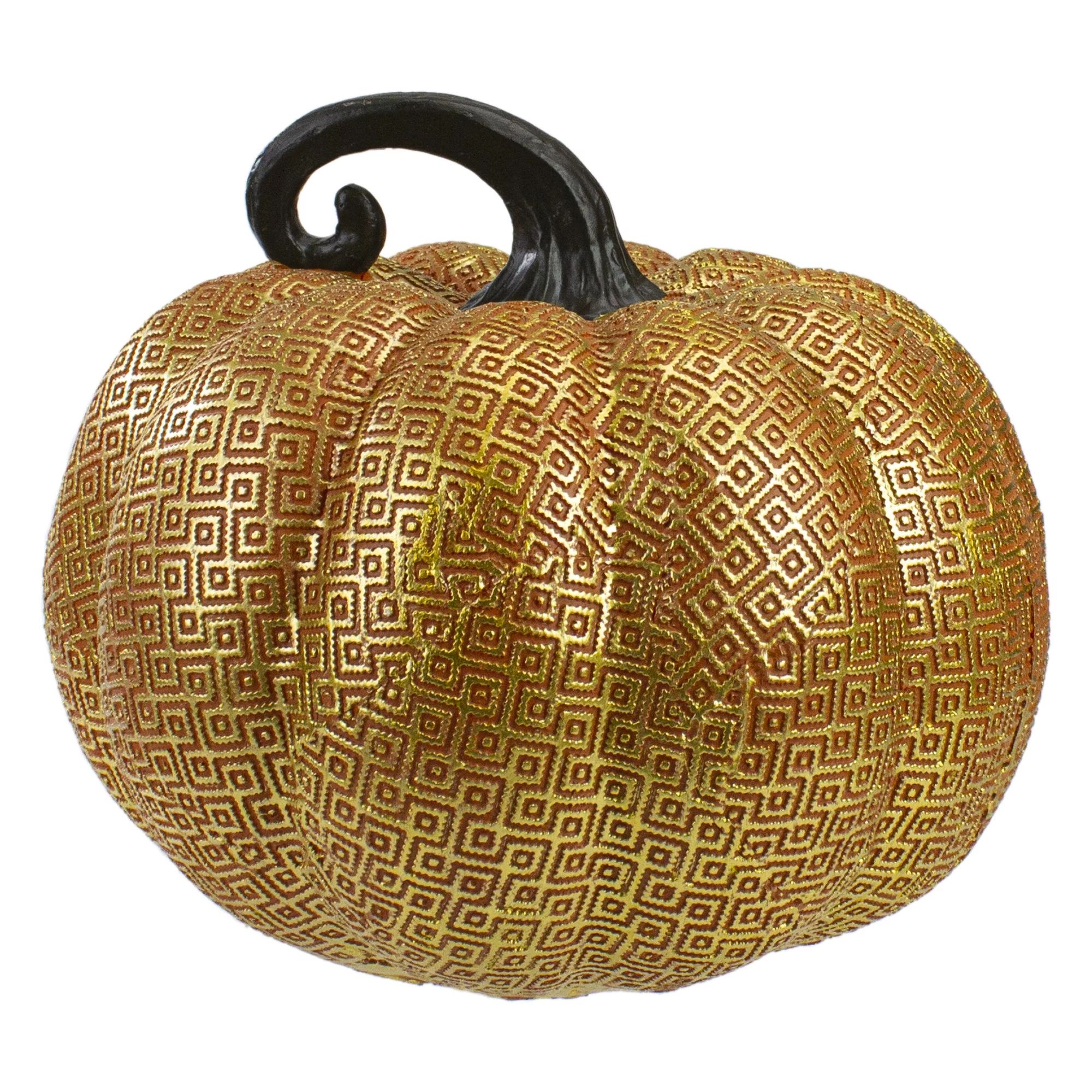 7.5" Gold and Orange Textured Pumpkin Fall Decoration - Walmart.com | Walmart (US)