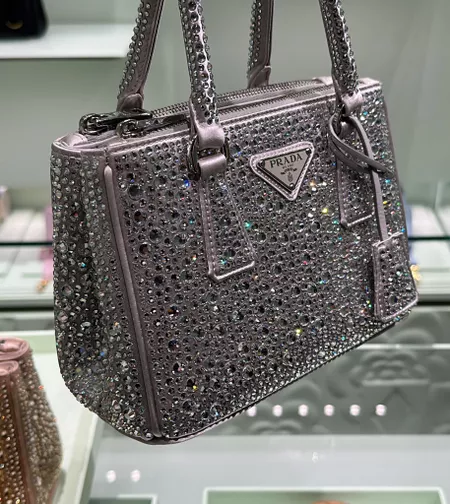 Prada Galleria Crystal Top-Handle Bag
