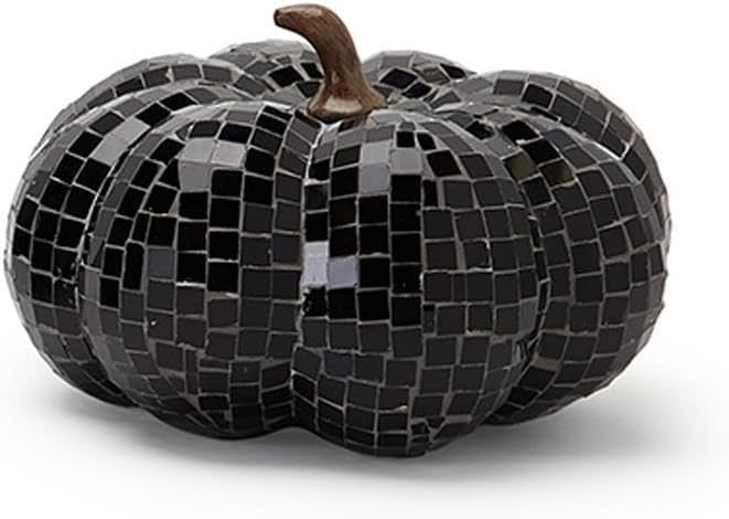 Two's Company Bewitching Beauty Medium Black Glass Mosaic Pumpkin Halloween Decor, Glass, Black, ... | Amazon (US)