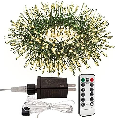 Firecracker Fairy Lights Plug in,10ft 100LEDs Green Wire Cluster String Lights,Waterproof 8 Modes... | Amazon (US)
