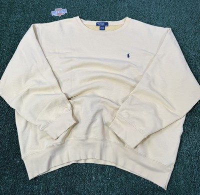 VTG 90s Polo Ralph Lauren Pullover Crewneck Sweatshirt Yellow Distressed Mens XL | eBay US