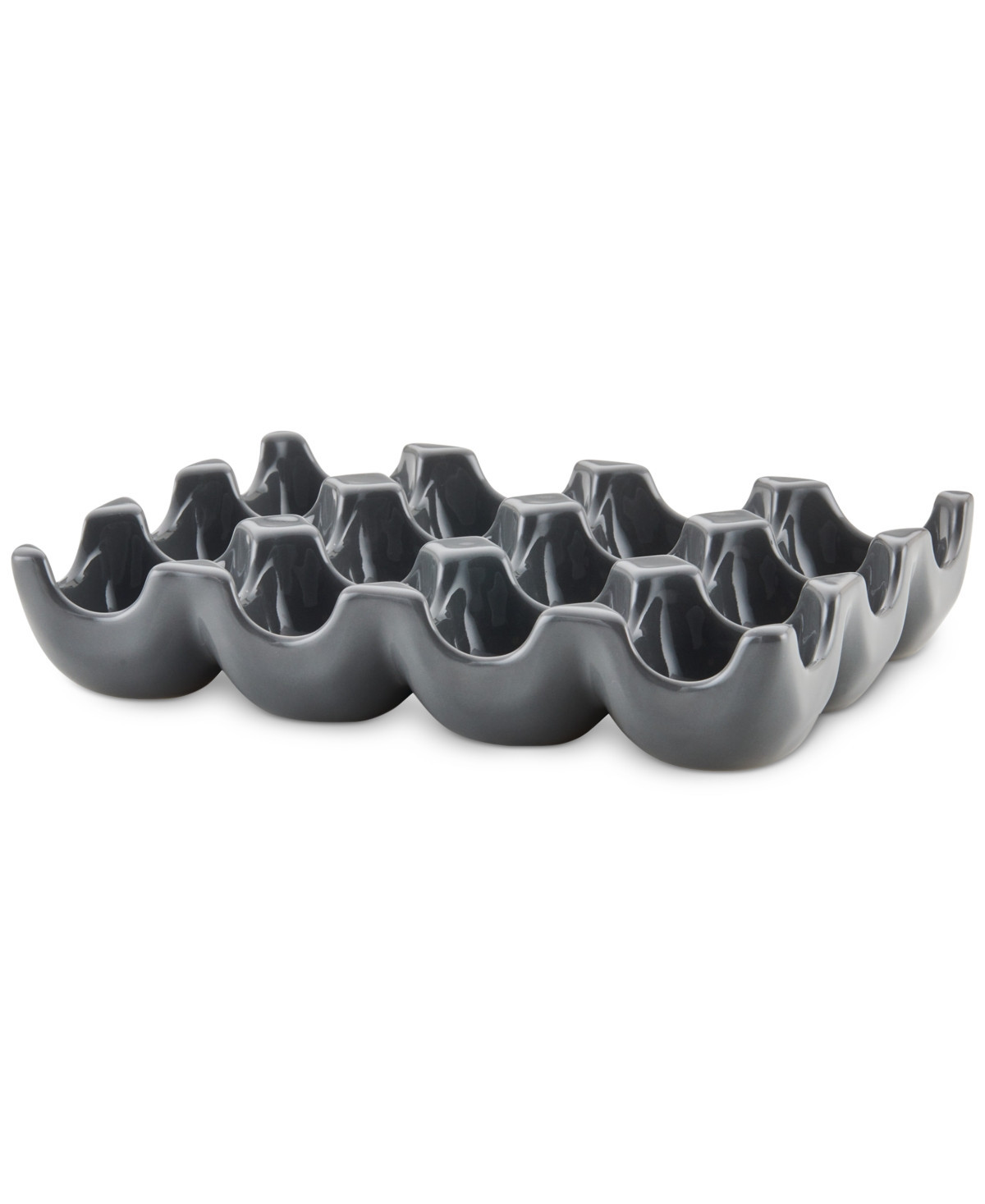 Rachael Ray Solid Glaze Ceramics Egg Tray, 12-Cup - Gray | Macy's