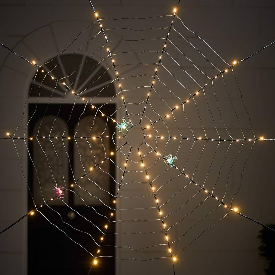 Lights4fun, Inc. 4ft Halloween Spider Web LED Battery Operated Decoration | Amazon (US)