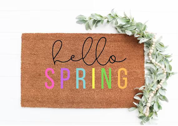 Hello Spring Doormat Hello Welcome Doormat Spring Doormat | Etsy | Etsy (US)