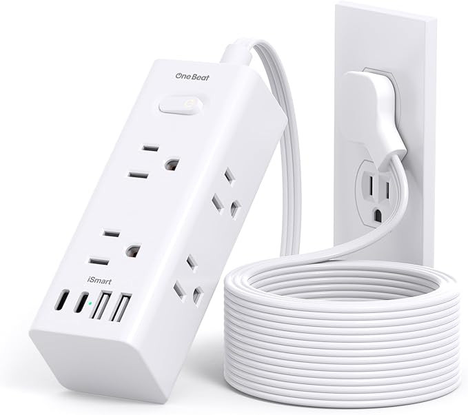 One Beat 10Ft Extension Cord with Multiple Outlets,Flat Plug Power Strip Surge Protector with 10 ... | Amazon (US)