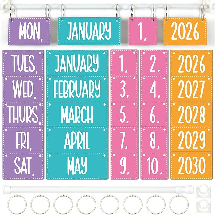 Colorful Calendar Bulletin Board Set Colorful Flip Calendar with Holder Colorful Classroom Decora... | Amazon (US)