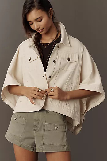Weston Regenerative Cotton Denim Cape Jacket by Pilcro | Anthropologie (US)