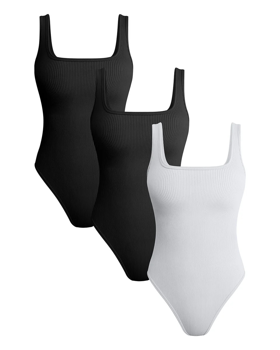 Sleeveless Square Neck Bodysuits | Oqq