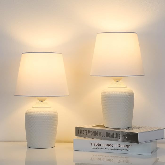 Sucolite Small 11.8 Table Lamps Set of 2, Bedside Nightstand Lamps for Bedroom Kid’s Room, Cute... | Amazon (US)
