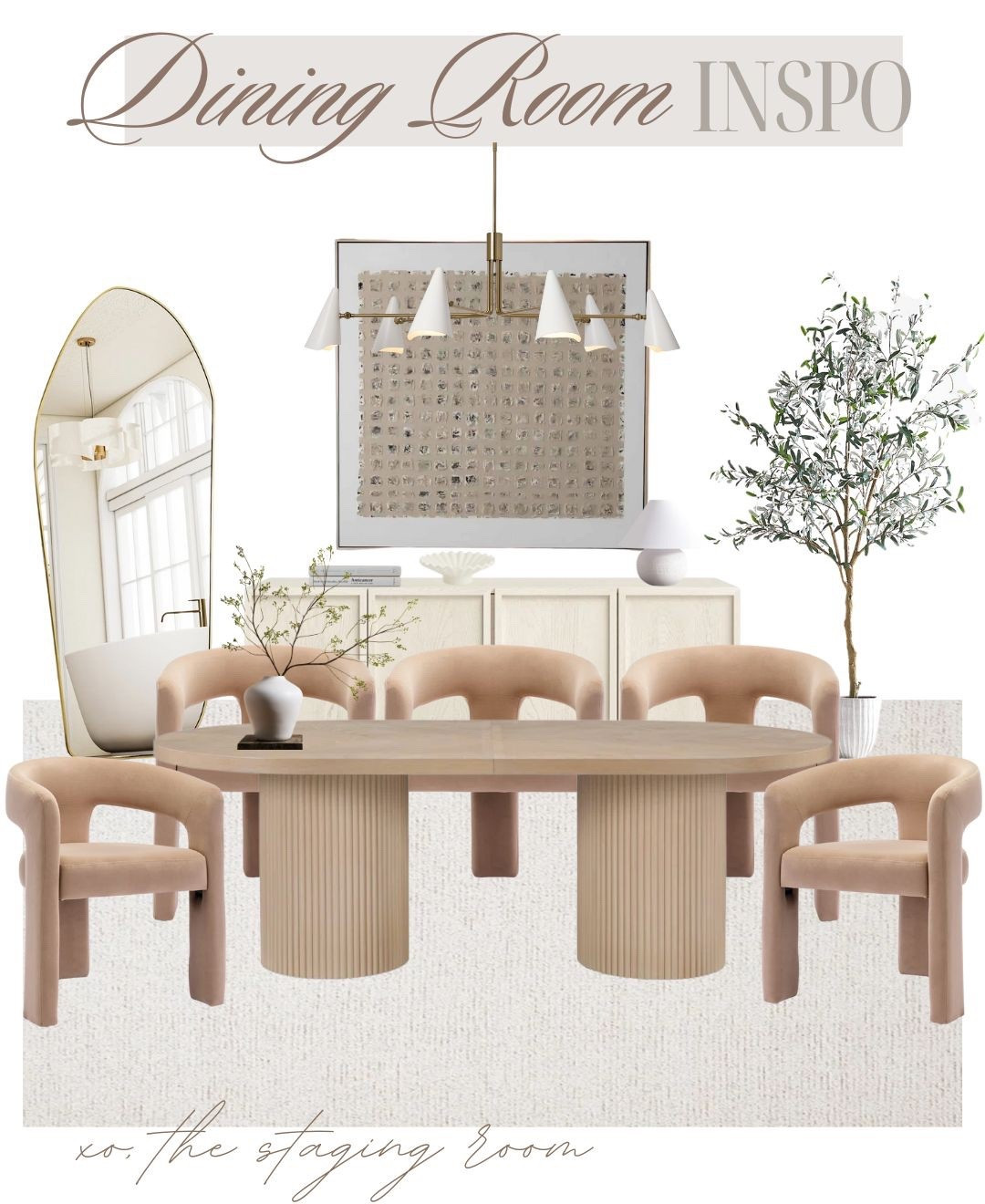 Chic and classic dining room ✨

#homedecor #diningtable #diningchairs #fullmirror #standingmirror #rug #chandelier #diningroom #wallart #etsy 