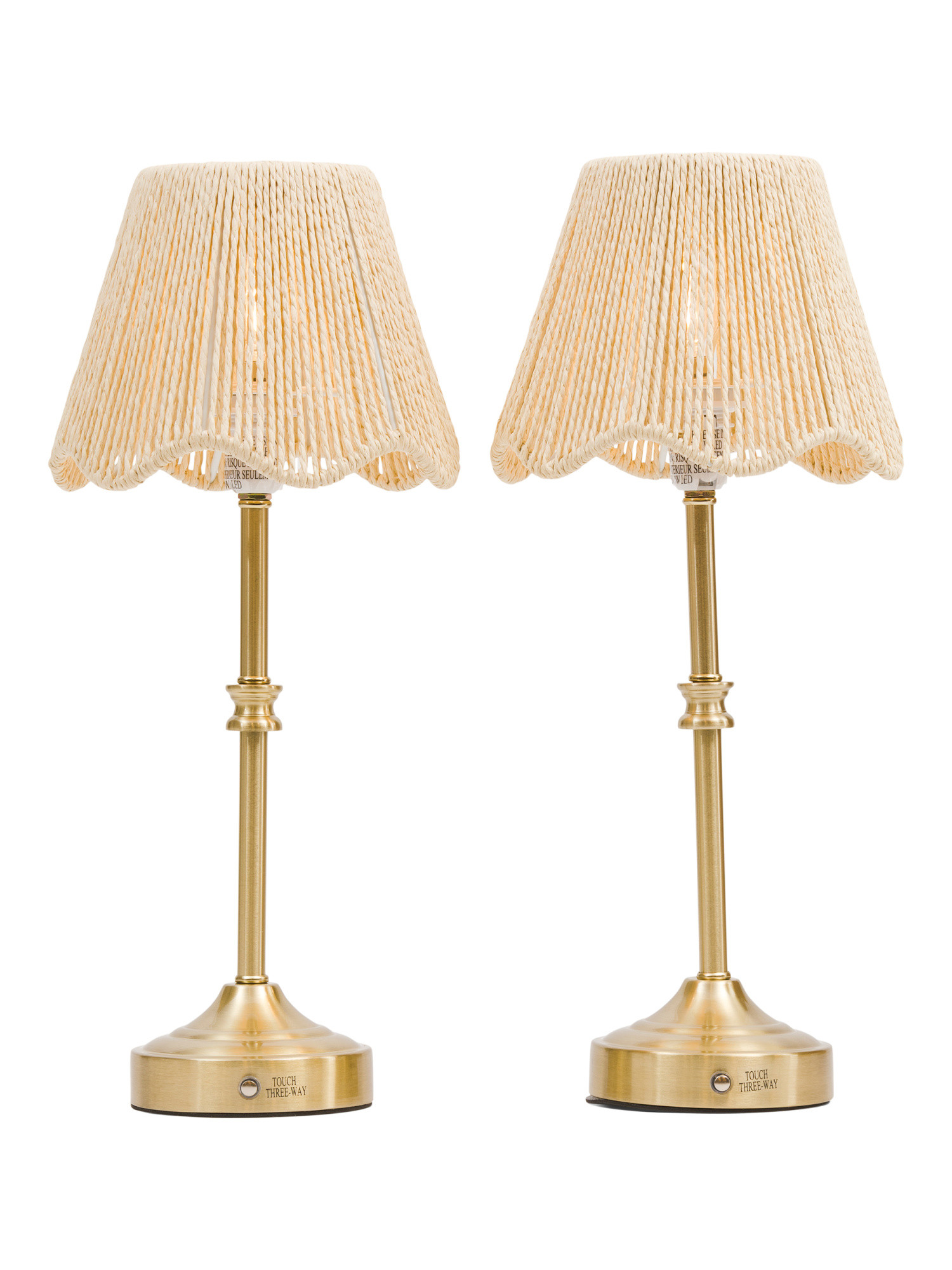 2pk 16.5in Rechargeable Rattan Metal Table Lamp | TJ Maxx