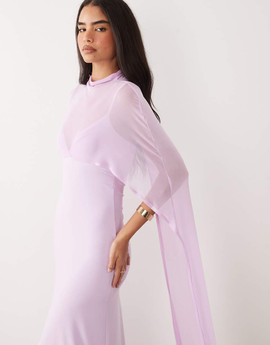 ASOS DESIGN – Maxikleid in Flieder mit auffälligem Cape-Rosa | ASOS (Global)