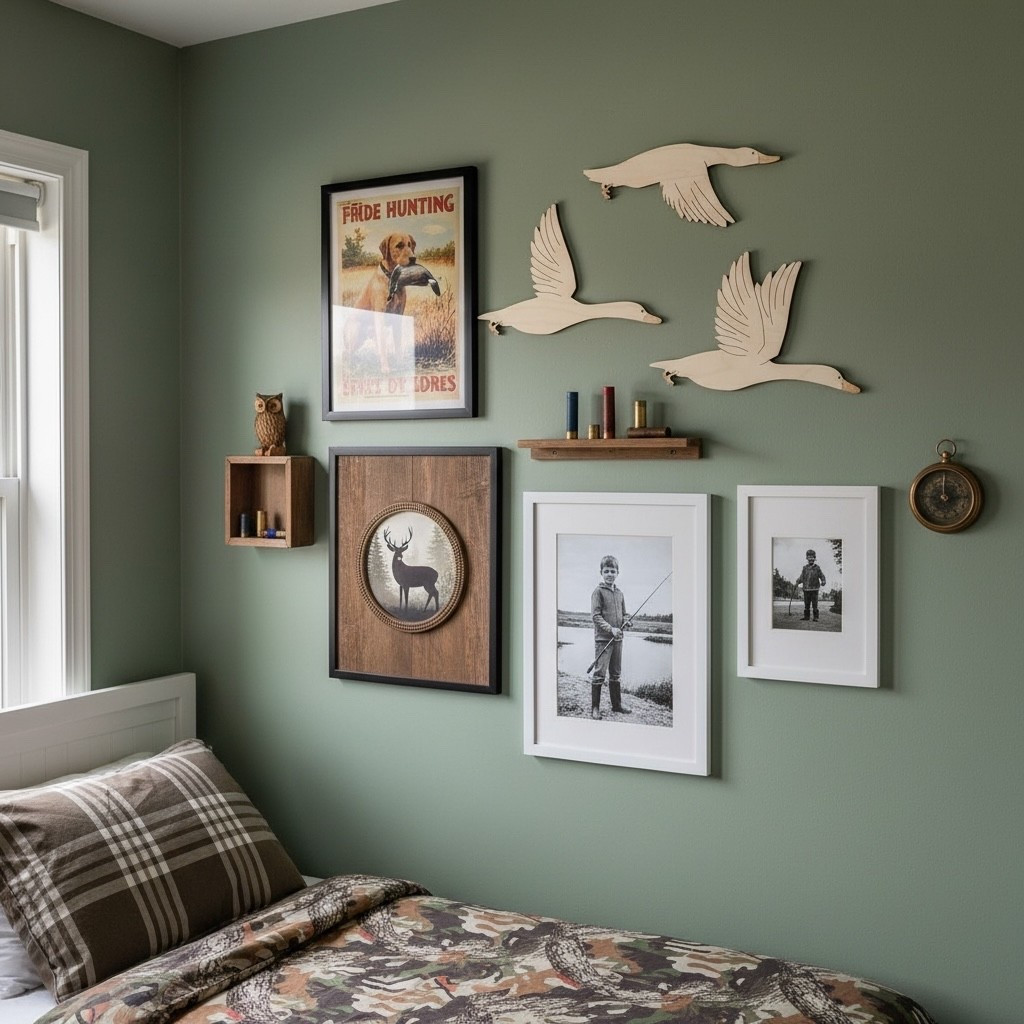 Neutral boys room decor with vintage cabin charm 🤎

This cozy boys bedroom blends sage green walls, woodland wall art, and rustic hunting-inspired decor for a warm, timeless look. I love mixing wood wall accents, nature prints, and neutral bedding to create a space that feels both classic and kid-friendly. Perfect inspiration for a boys nursery, toddler bedroom, or cabin-style kids room.

Shop this look for boys room decor, woodland nursery ideas, sage green bedroom inspiration, and neutral kids room finds.
#BoysRoomDecor
#WoodlandNursery
#NeutralKidsRoom
#SageGreenWalls
#CabinStyleDecor
#NatureInspiredHome
#BoysBedroomInspo

#LTKKids #LTKHome #LTKSaleAlert
