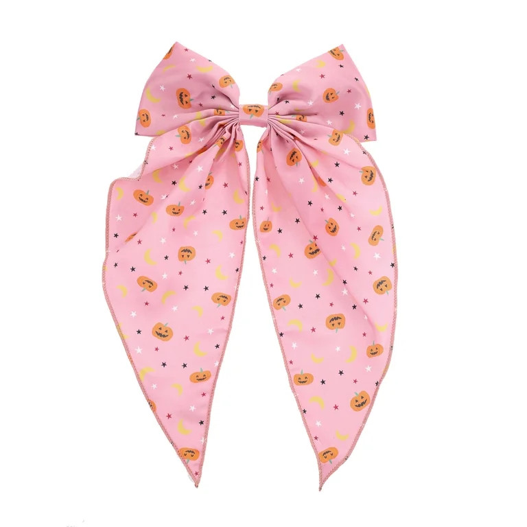 Way to Celebrate Pink Jack-O-Lantern Print Halloween Hair Bow, 1 Piece | Walmart (US)