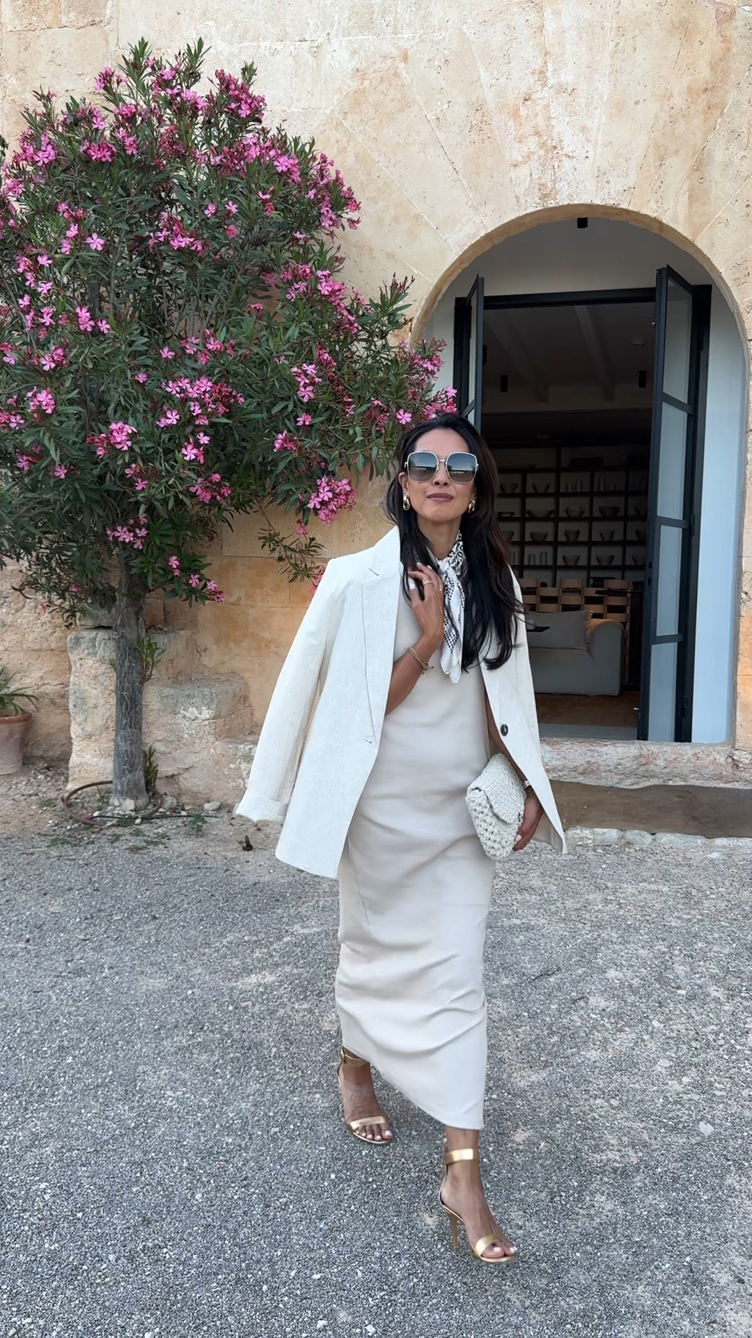 Racer back ribbed dress
Linen blend blazer
Macrame bag
Gold heels 
Gucci shades 

#LTKuk #LTKAroundTheWorld #LTKstyletip
