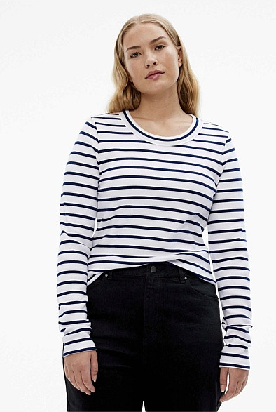 Stripe Long Sleeve Rib Top | Witchery (AU)