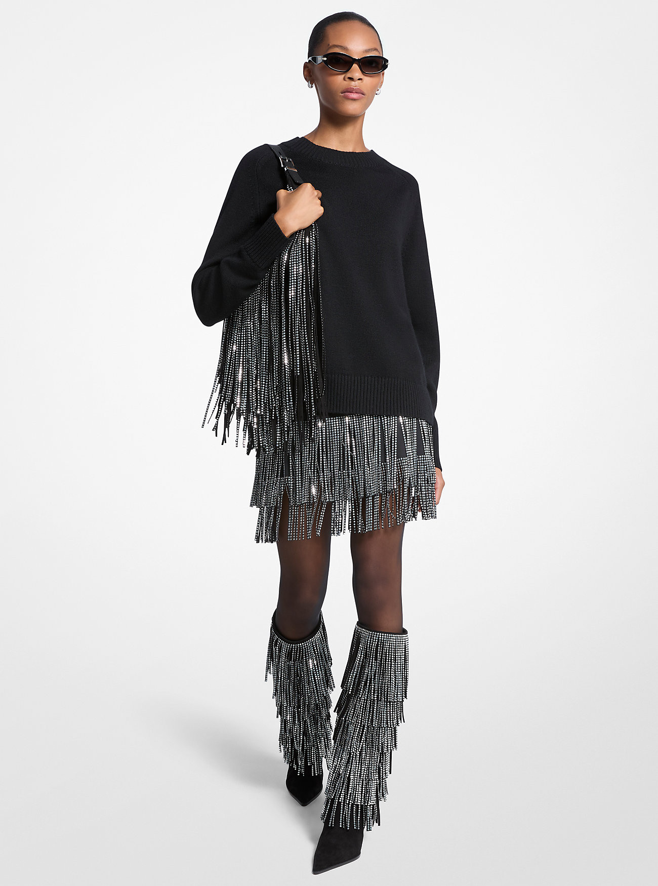 Studded Fringe Mini Skirt | Michael Kors US