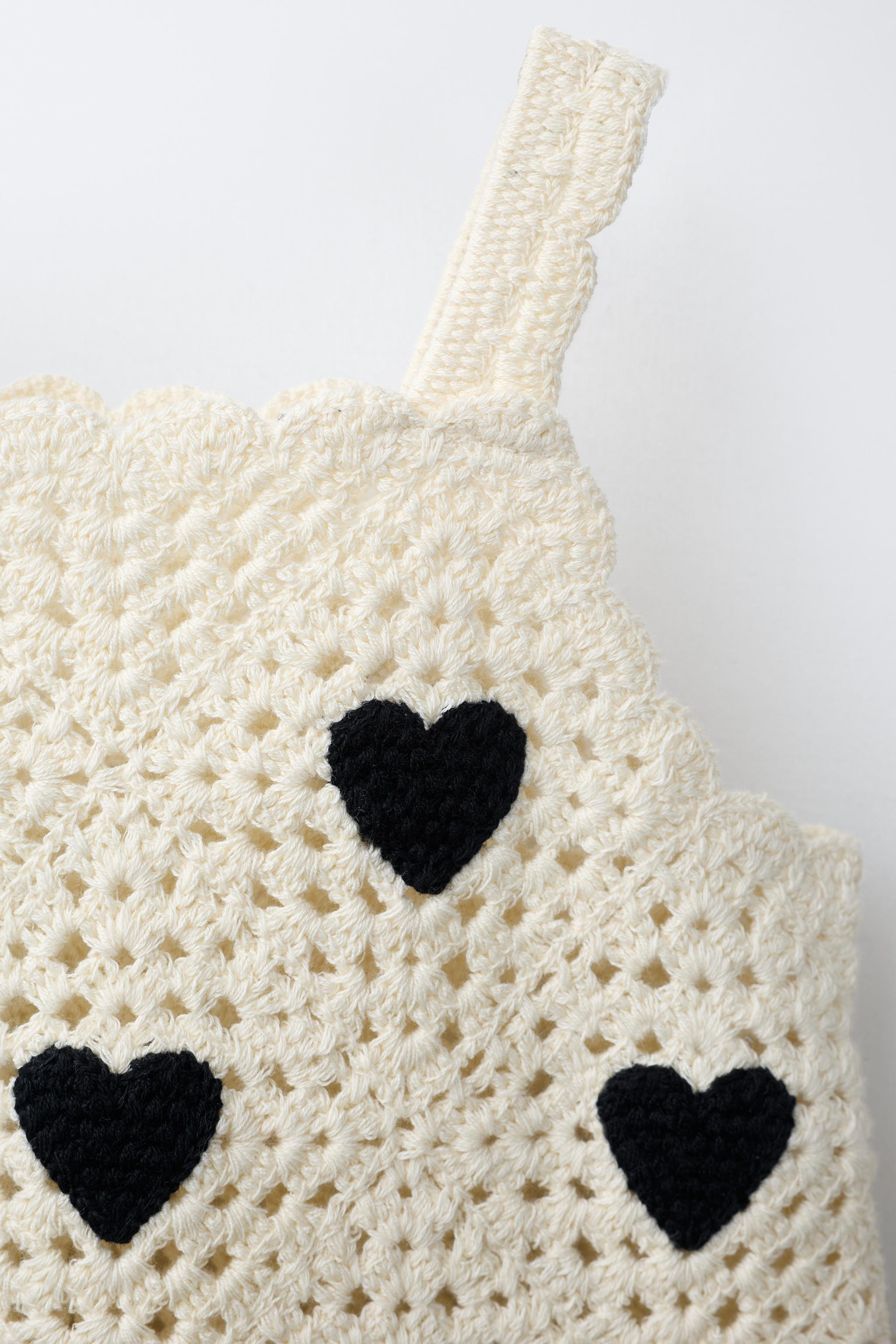 CROCHET KNIT HEART DRESS | Zara US