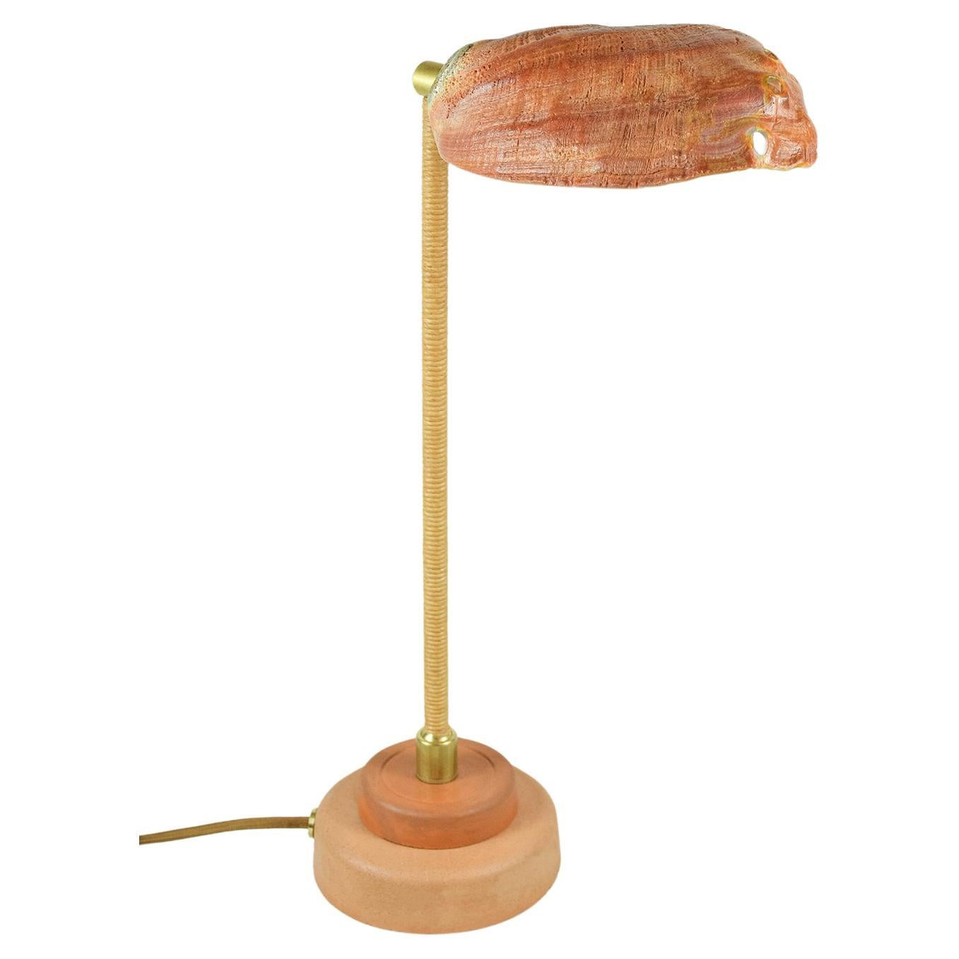 Modernist 'Abalone Lawyer's Lamp' with Real Vintage Abalone Seashell Shade | 1stDibs