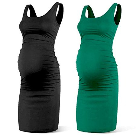 Rnxrbb Women Summer Sleeveless Maternity Dress Pregnancy Tank Scoop Neck Mama Clothes Casual Bodycon | Walmart (US)