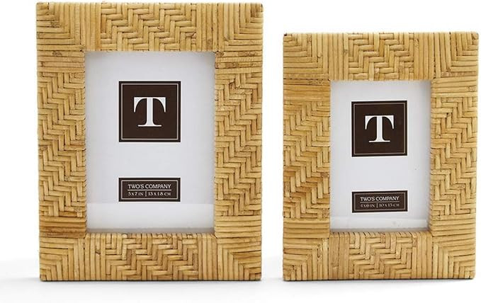 Two's Company Dream Weavers Set of 2 Natural Rattan Hand-Crafted Photo Frames Includes 2 Sizes: 4... | Amazon (US)