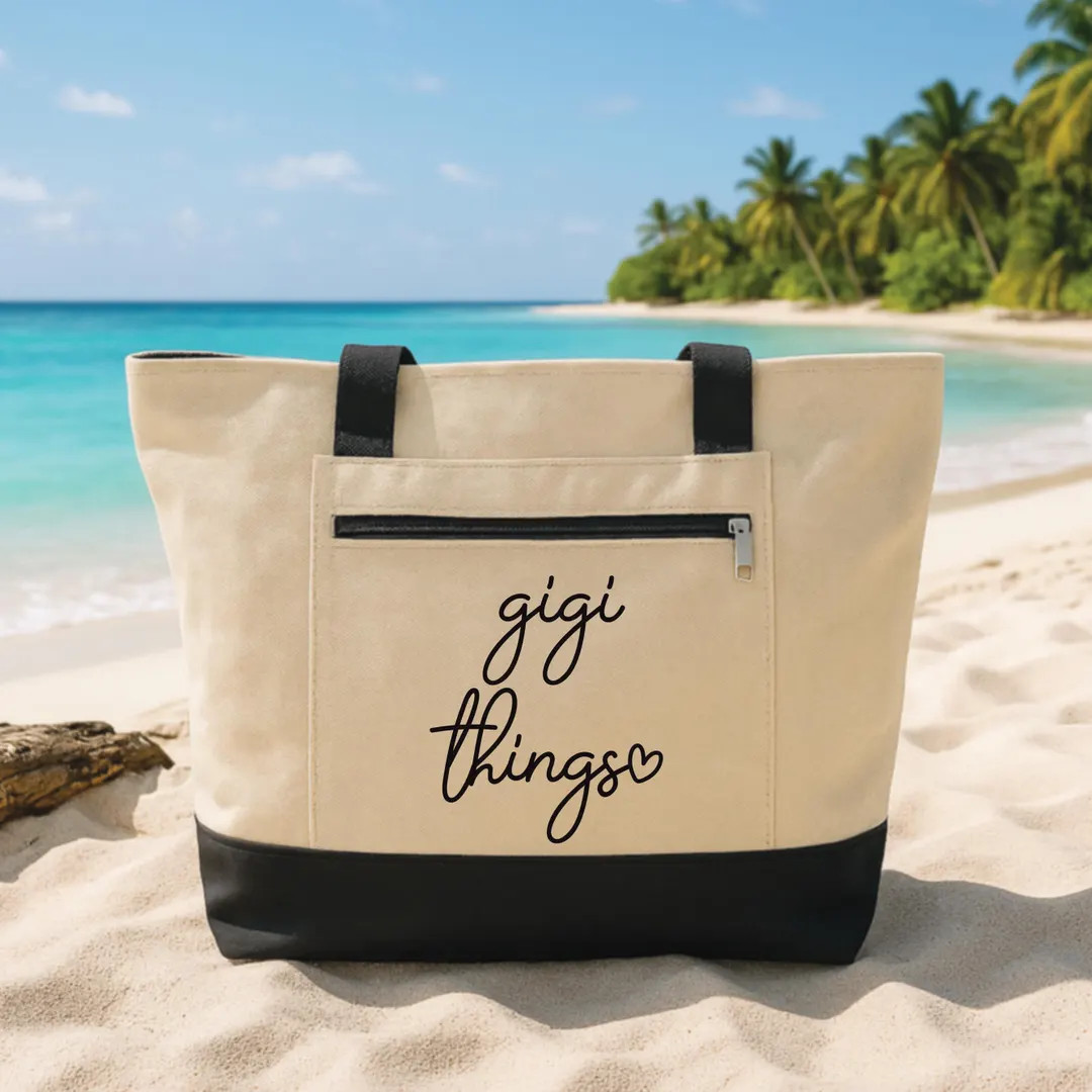 Custom Tote Bag With Zipper, Gigi Things Personalized Tote, Custom Canvas Bag, Gigi Gift, Grandma... | Etsy (US)