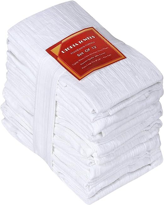Utopia Kitchen Flour Sack Dish Towels, 12 Pack Cotton Kitchen Towels - 28 x 28 Inches | Amazon (US)